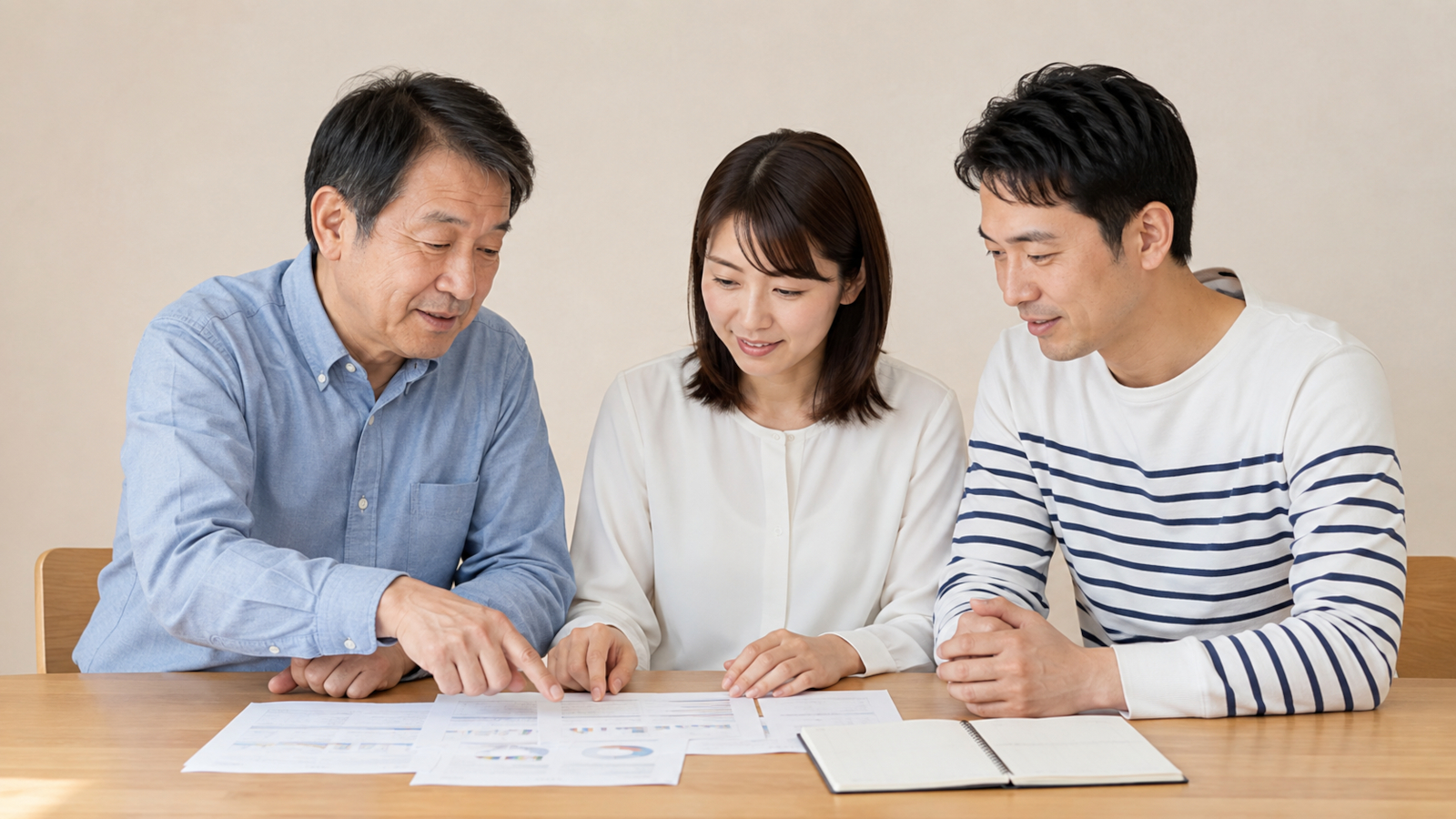 終活の成功例・失敗例について家族で話し合う様子