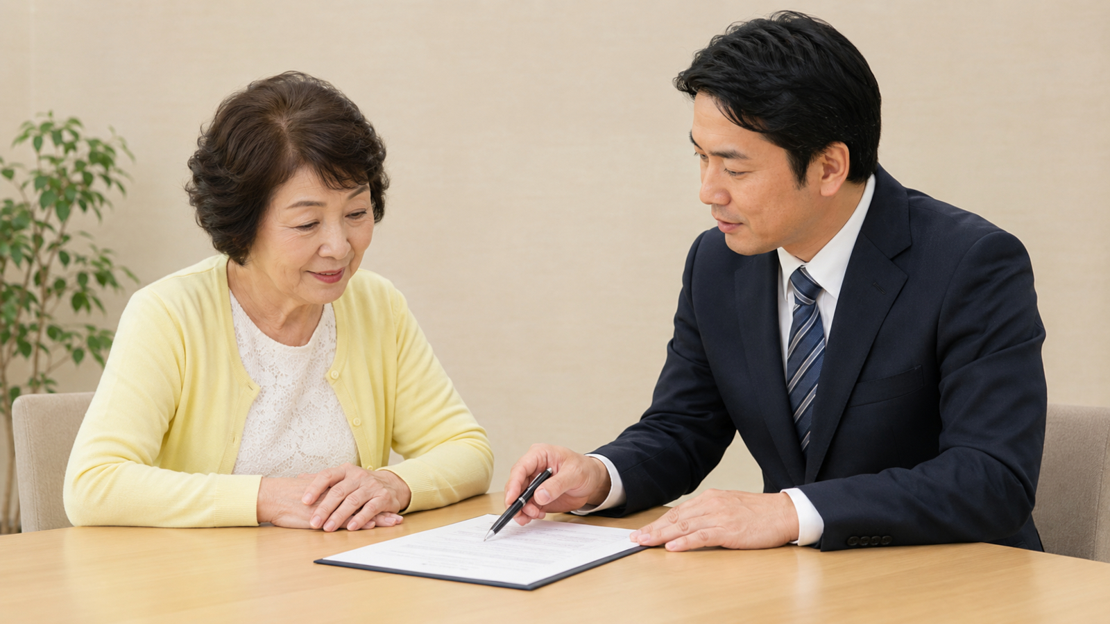 死後事務委任契約について専門家と相談する様子