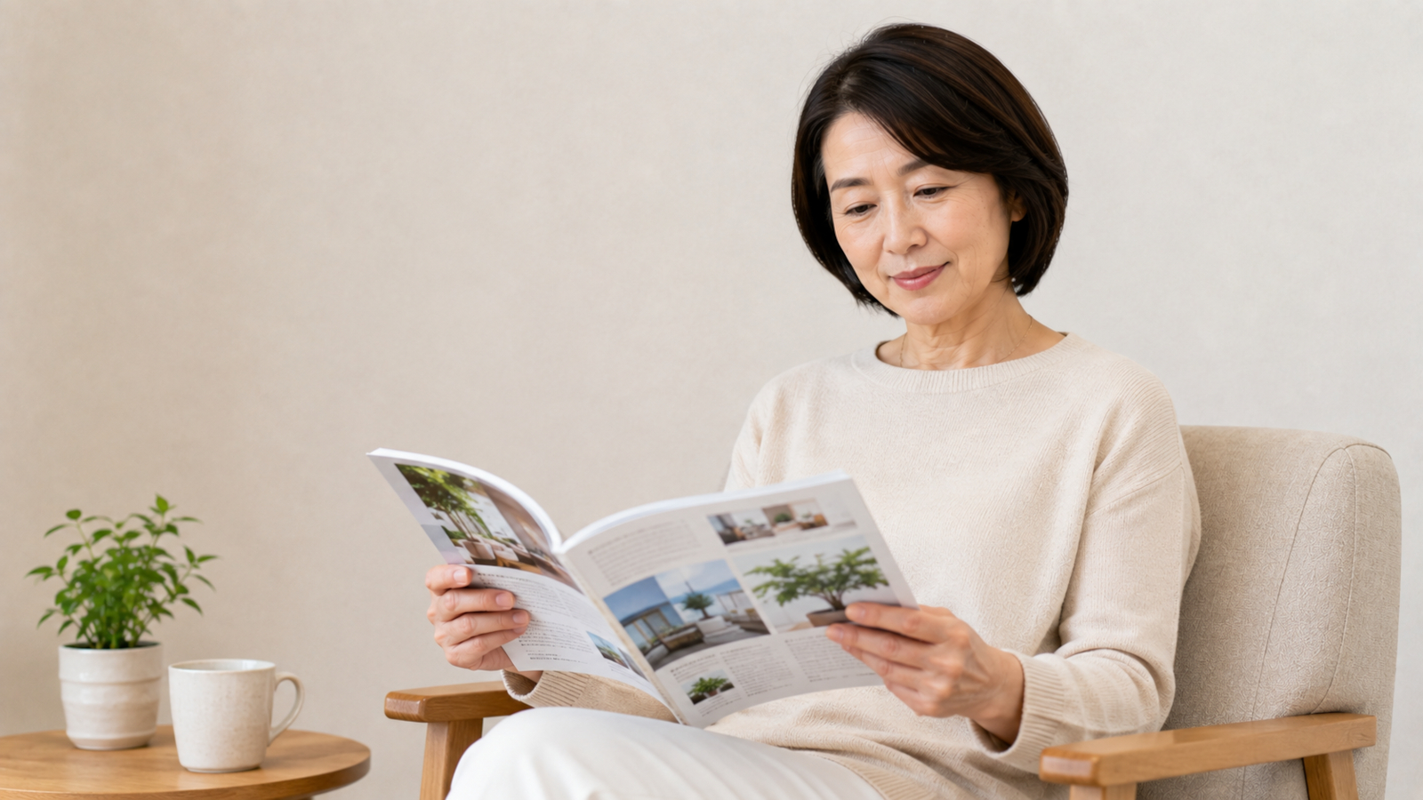 終活に関する情報を調べ読む様子