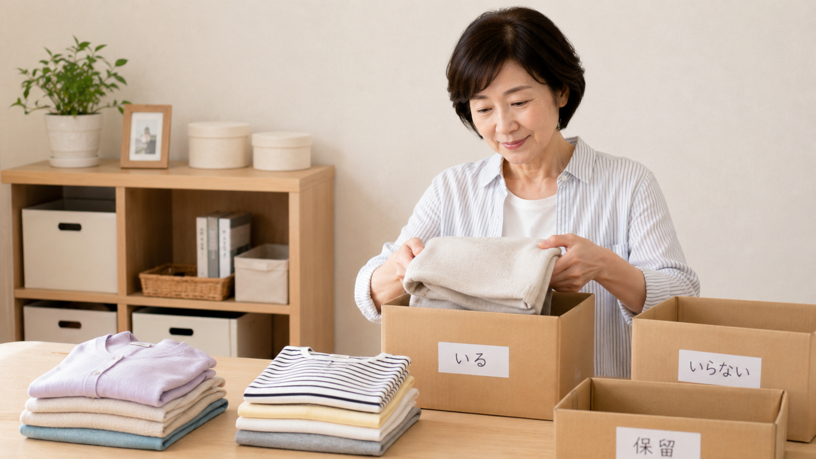 生前整理で荷物を整理する様子